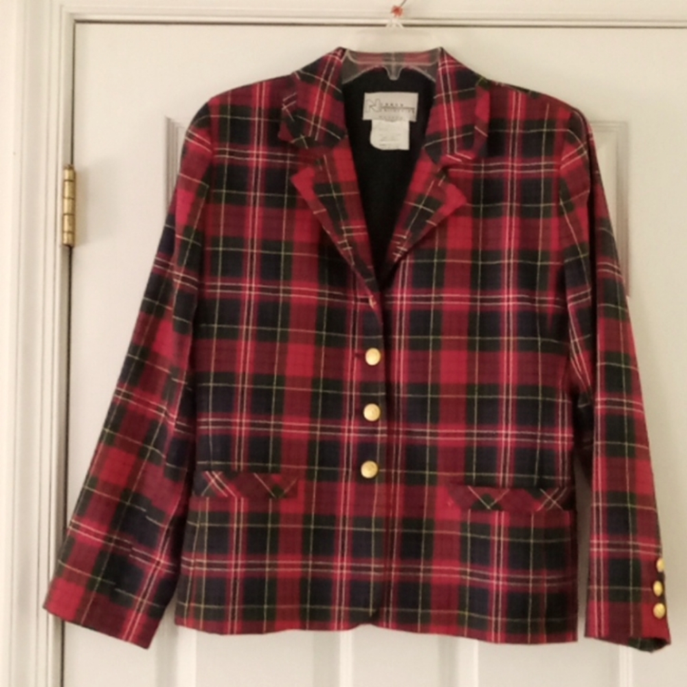 Vintage Nygard Collection Tartan Plaid Wool Blazer Jacket